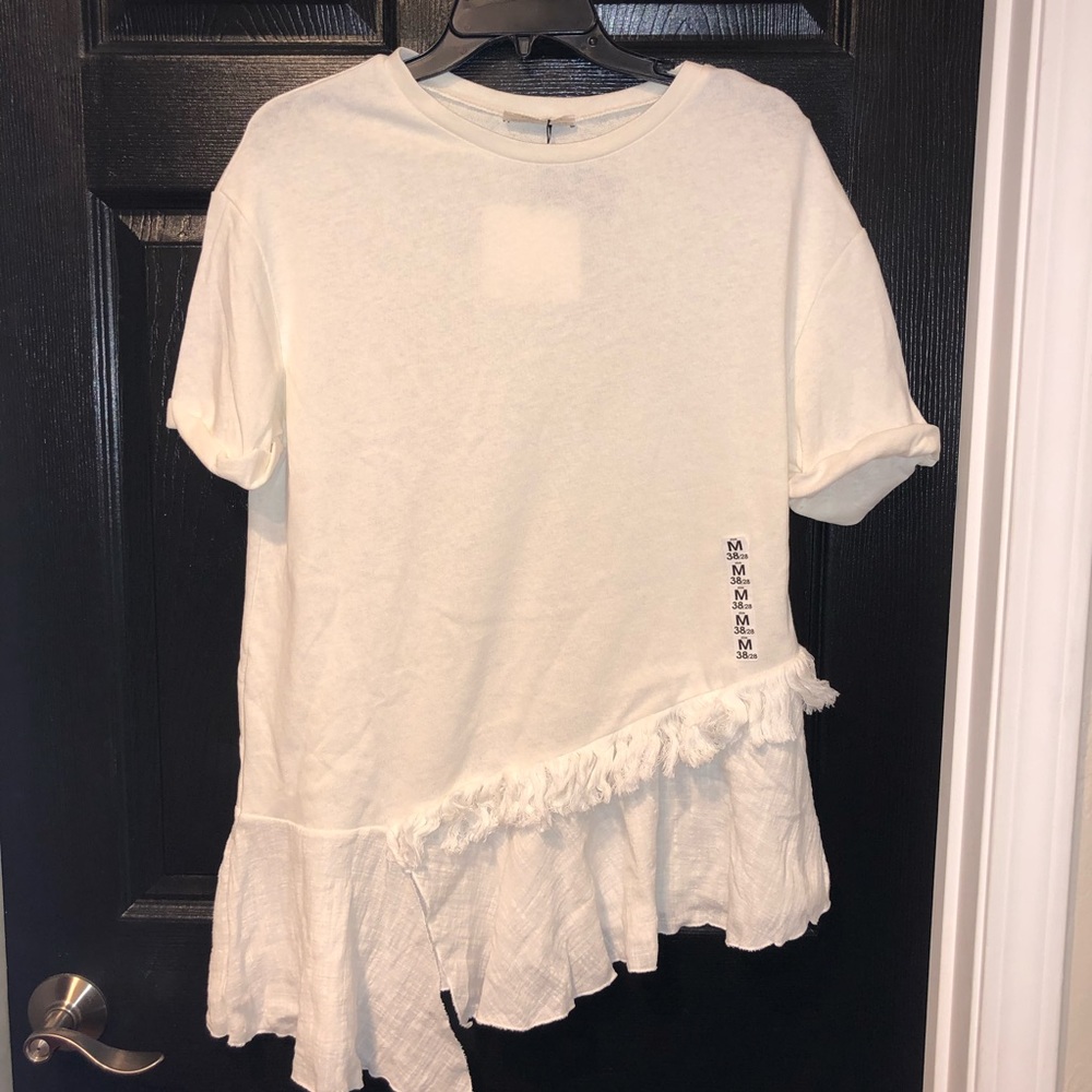 zara short sleeve Tee shirt ruffle hem